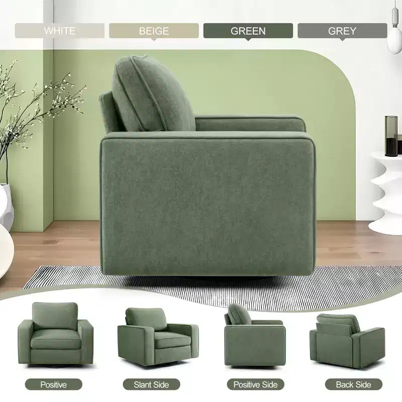 KERDOM Upholstered 360 Swivel Chair, Padded Armrests, No Assembly Required