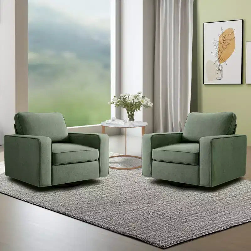 KERDOM Upholstered 360 Swivel Chair, Padded Armrests, No Assembly Required