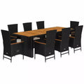 vidaXL Garden Dining Set Black PE Rattan Large UV-resistant materials