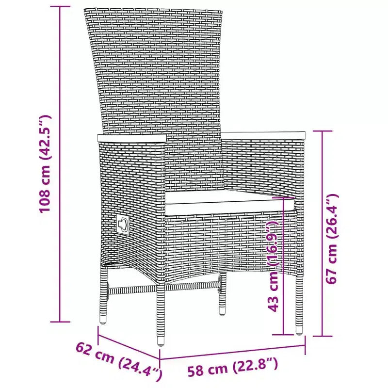 vidaXL Ensemble de salle à manger de jardin, rotin PE noir, grande taille, matériaux résistants aux UV
