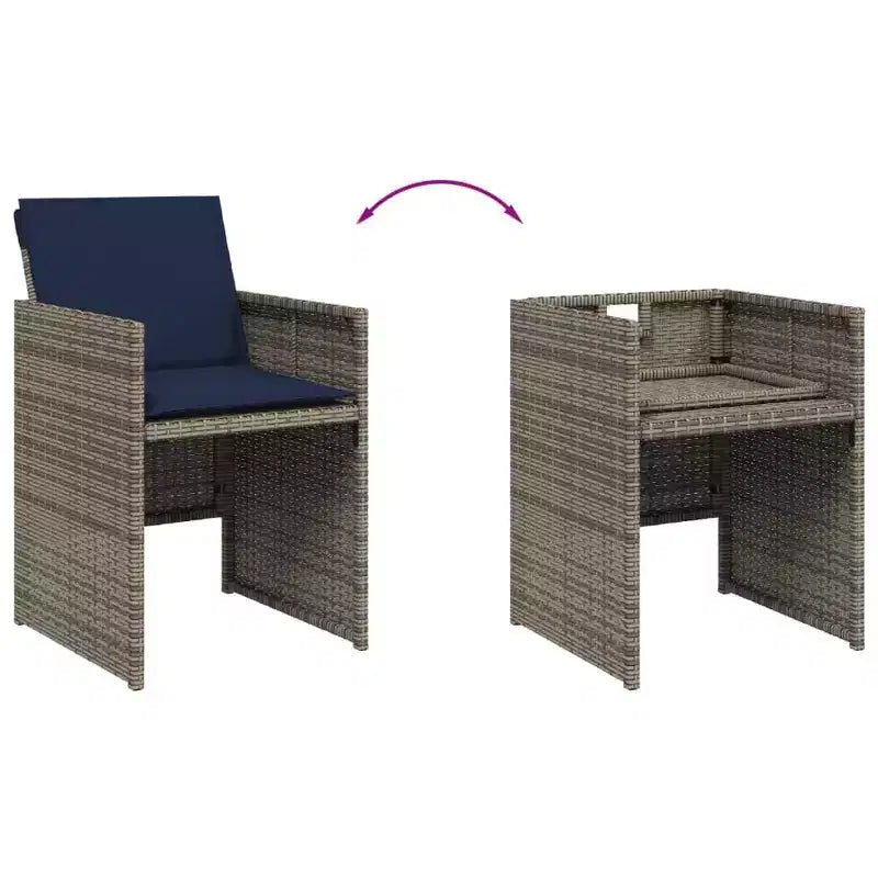 vidaXL Ensemble de salle à manger d'extérieur 8 pcs Gris et Bleu marine