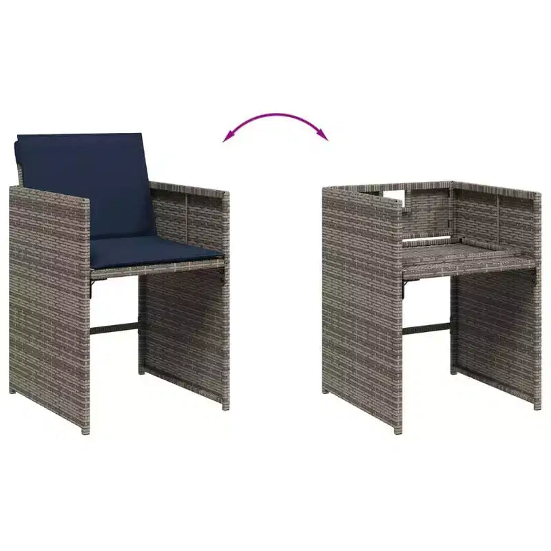 vidaXL Salon de jardin 16 pcs Résine tressée Gris Grand Résistant aux UV