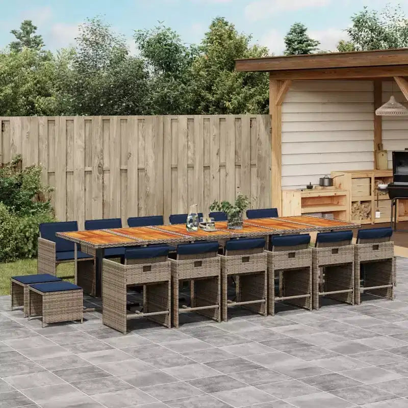 vidaXL Salon de jardin 16 pcs Résine tressée Gris Grand Résistant aux UV