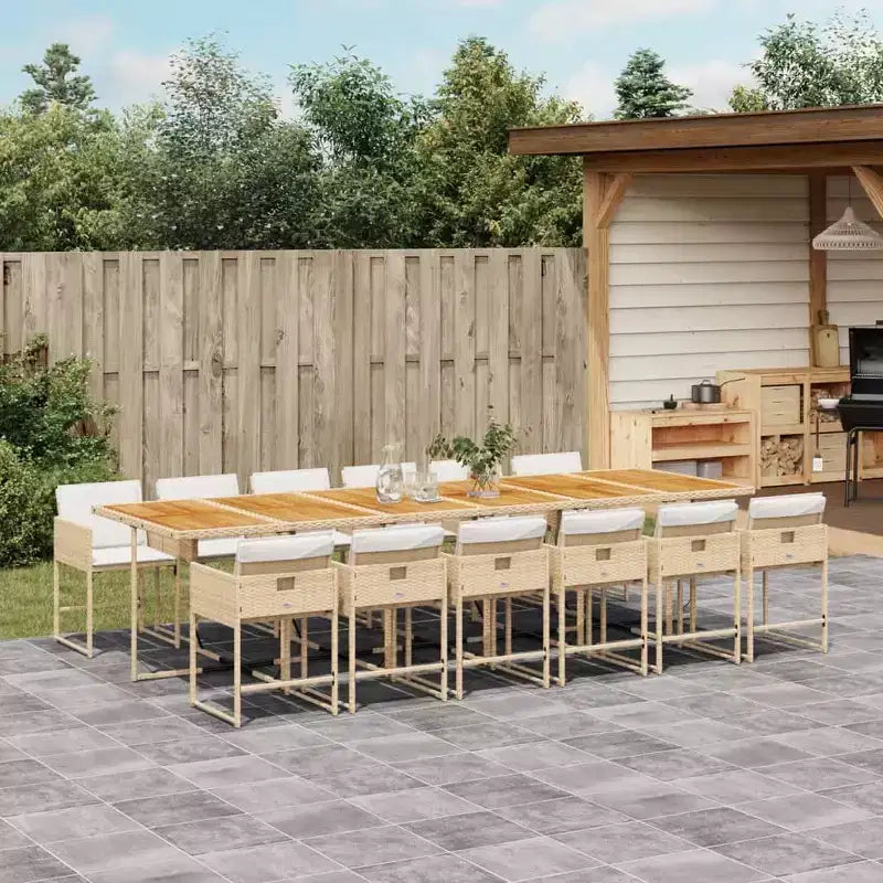 vidaXL Ensemble repas de jardin beige, marron, blanc crème