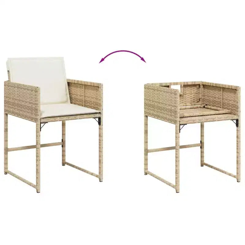 vidaXL Ensemble repas de jardin beige, marron, blanc crème