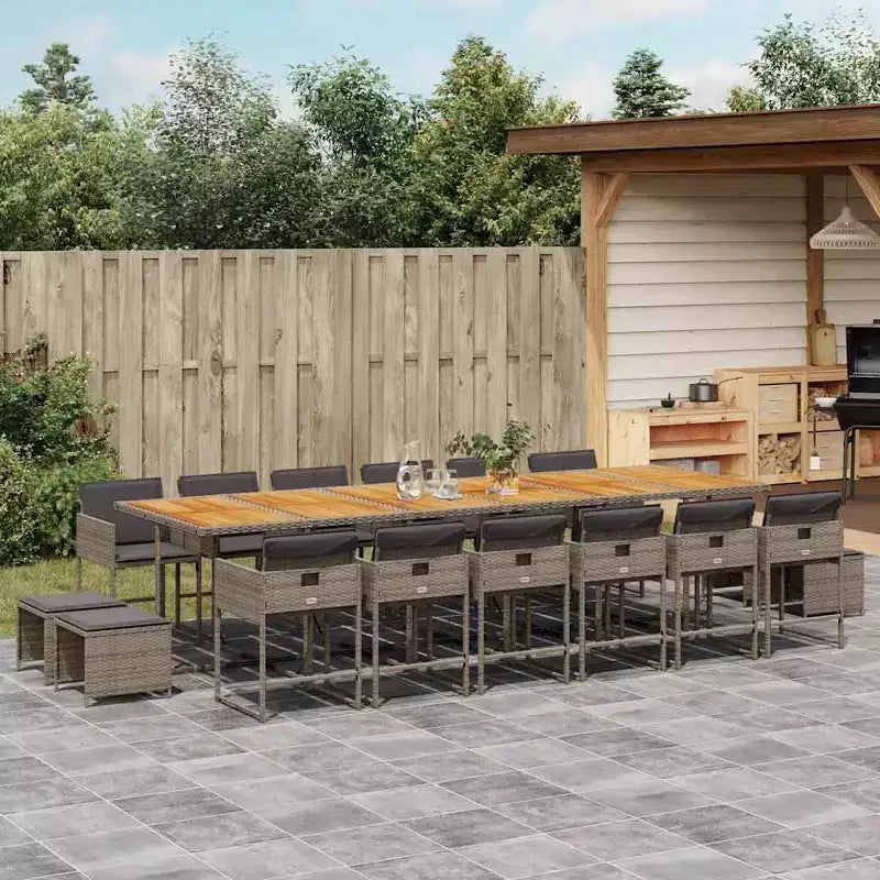 vidaXL Salon de jardin Gris, Marron, Gris foncé