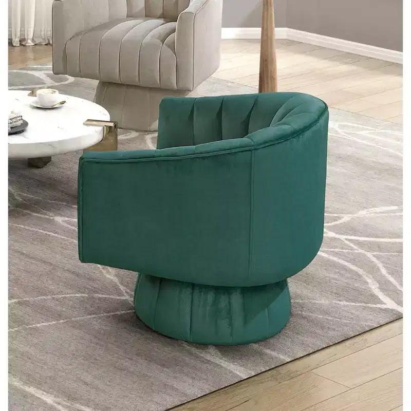 GDFStudio Madison Modern Velvet Upholstered Swivel Barrel Accent Chair with Wood Frame