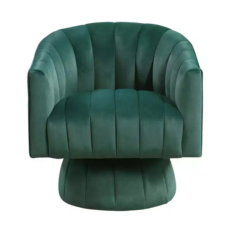 GDFStudio Madison Modern Velvet Upholstered Swivel Barrel Accent Chair with Wood Frame