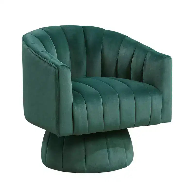 GDFStudio Madison Modern Velvet Upholstered Swivel Barrel Accent Chair with Wood Frame