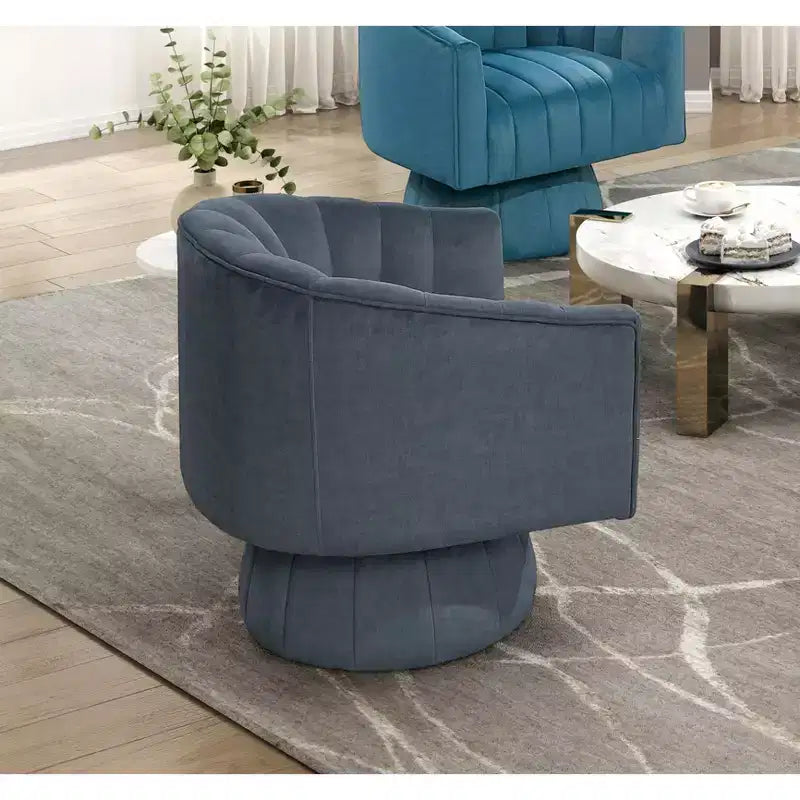 GDFStudio Madison Modern Velvet Upholstered Swivel Barrel Accent Chair with Wood Frame