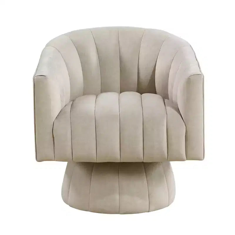 GDFStudio Madison Modern Velvet Upholstered Swivel Barrel Accent Chair with Wood Frame