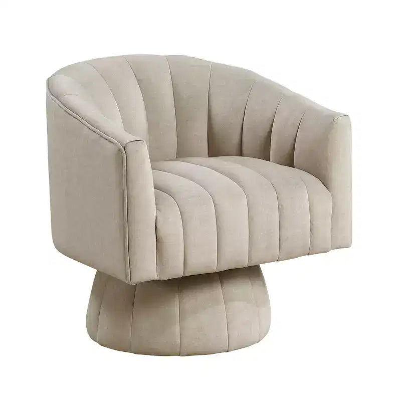 GDFStudio Madison Modern Velvet Upholstered Swivel Barrel Accent Chair with Wood Frame
