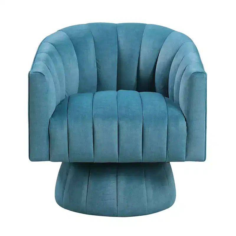 GDFStudio Madison Modern Velvet Upholstered Swivel Barrel Accent Chair with Wood Frame