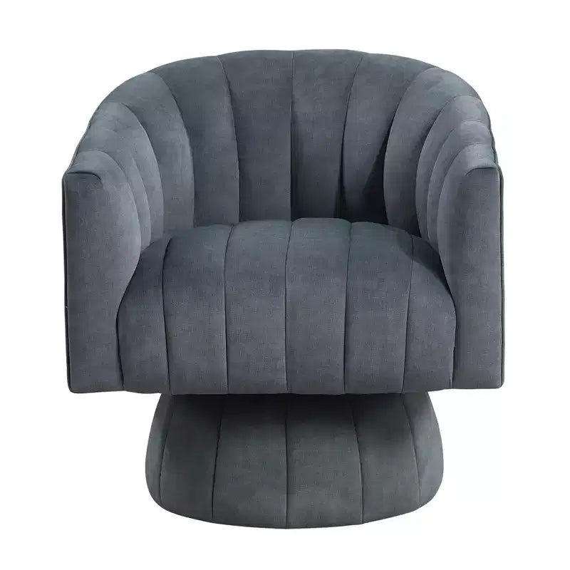 GDFStudio Madison Modern Velvet Upholstered Swivel Barrel Accent Chair with Wood Frame