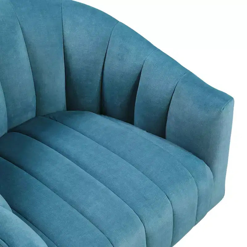GDFStudio Madison Modern Velvet Upholstered Swivel Barrel Accent Chair with Wood Frame