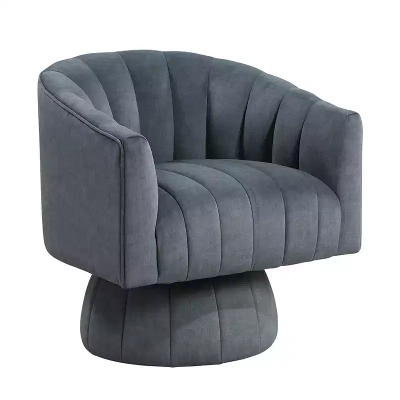 GDFStudio Madison Modern Velvet Upholstered Swivel Barrel Accent Chair with Wood Frame