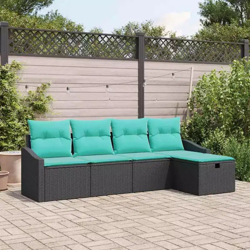 vidaXL Salon de jardin avec coussins 5 pcs Résine tressée