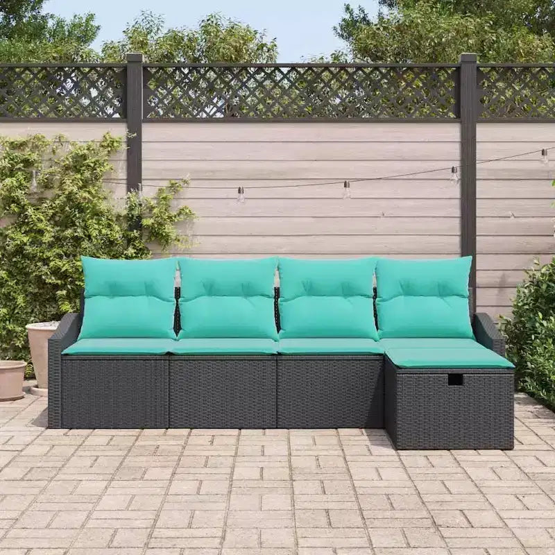 vidaXL Salon de jardin avec coussins 5 pcs Résine tressée