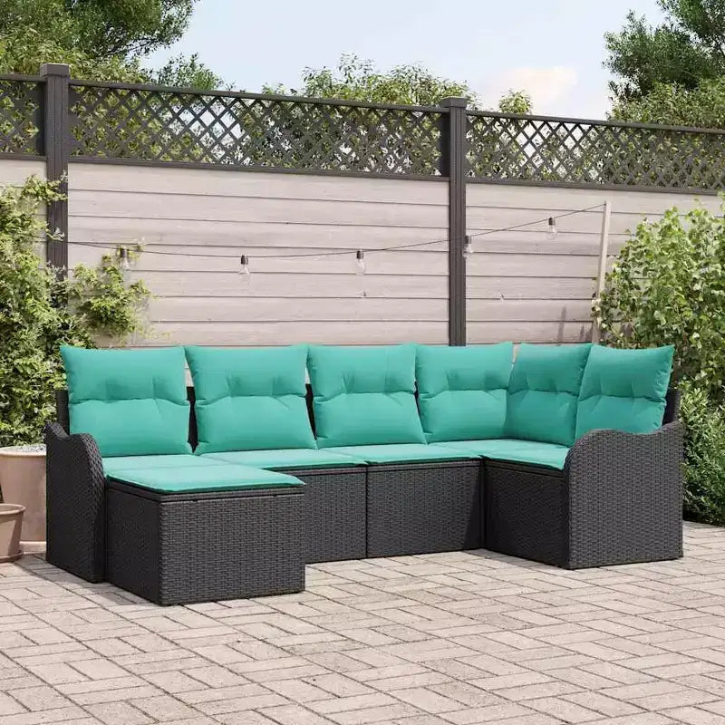 vidaXL Salon de jardin 6 pcs en résine tressée turquoise