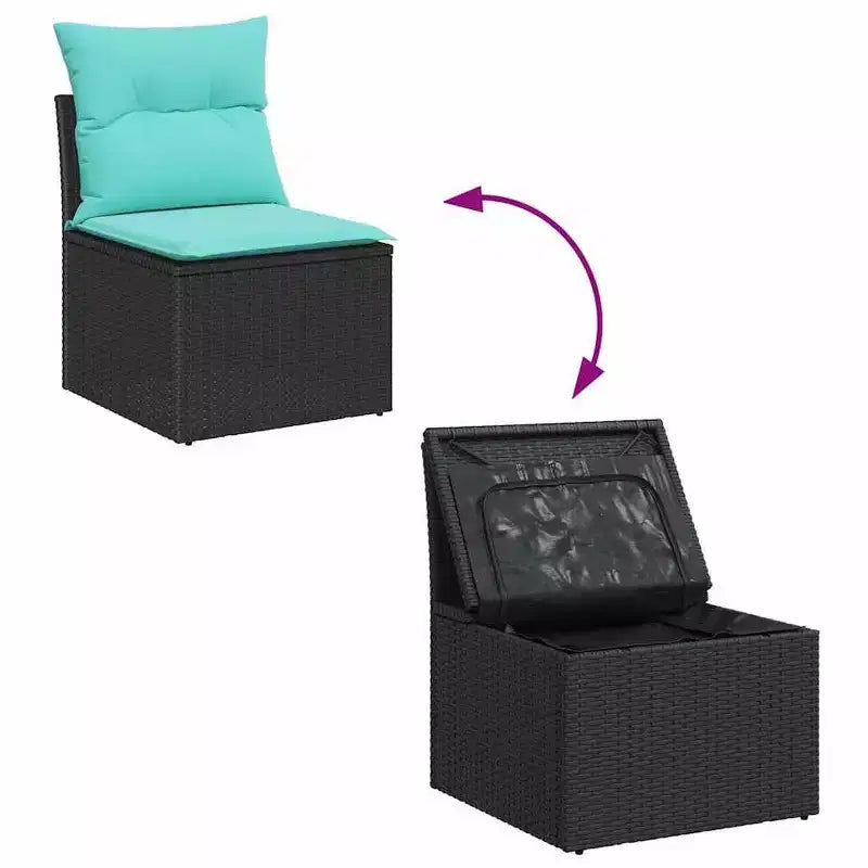 vidaXL Salon de jardin avec rangement 5 pcs Résine tressée noire