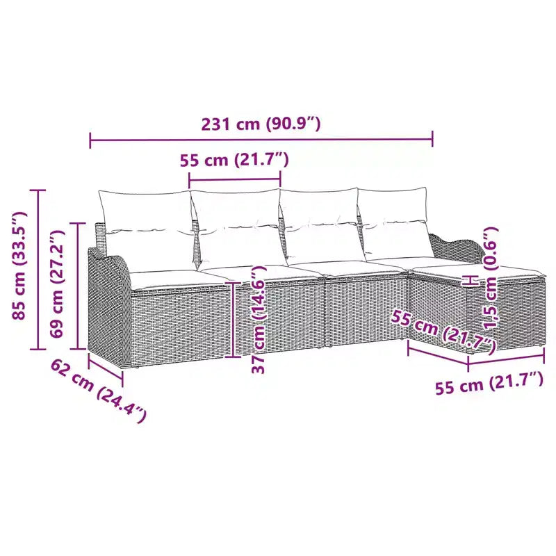 vidaXL Salon de jardin avec rangement 5 pcs Résine tressée noire