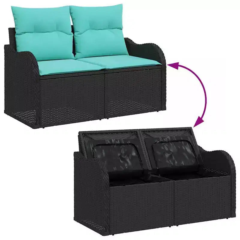 vidaXL Salon de jardin avec rangement 5 pcs Résine tressée noire