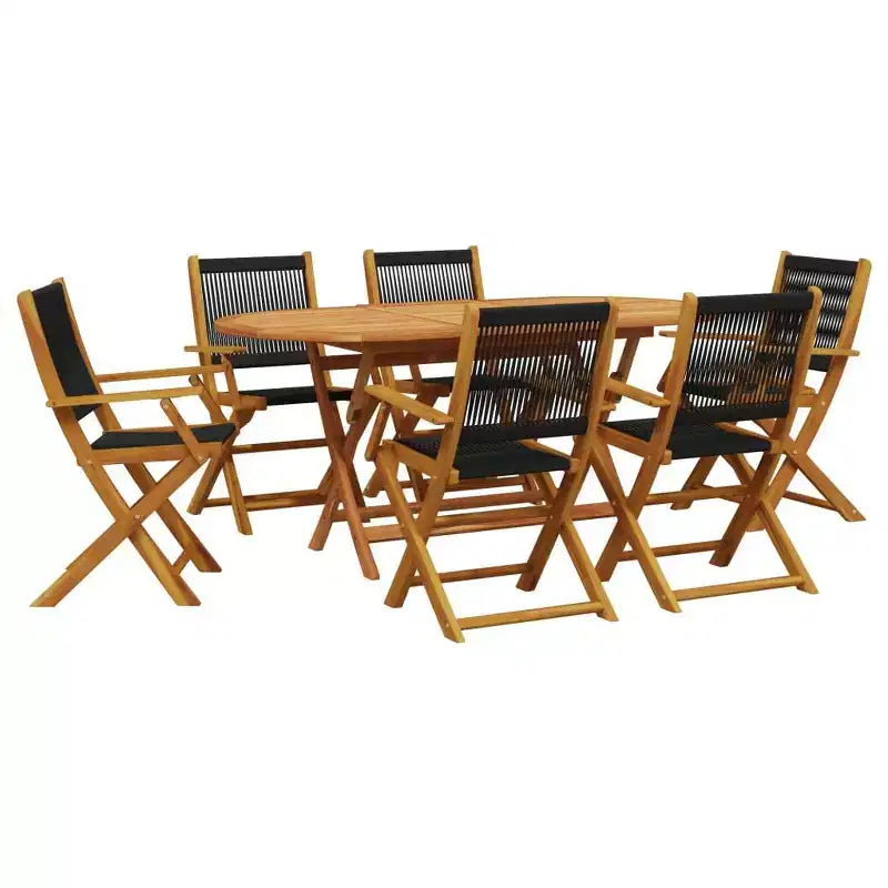 vidaXL Garden Dining Set Black and Wood Solid Acacia Wood and Polypropylene