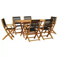 vidaXL Garden Dining Set Black and Wood Solid Acacia Wood and Polypropylene