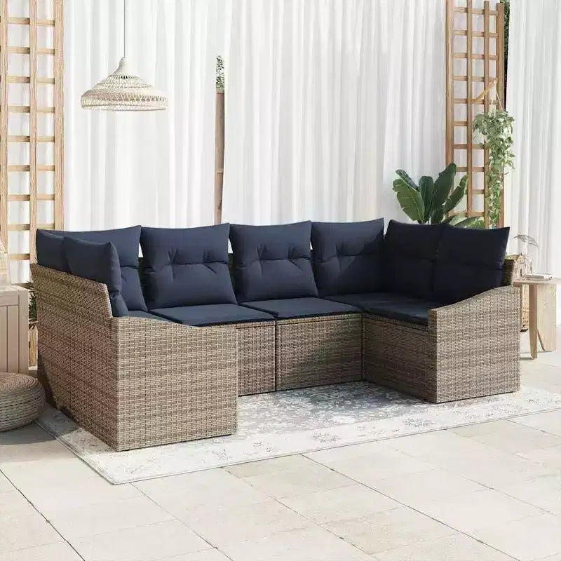 vidaXL Salon de jardin avec coussins 6 pcs Résine tressée Gris