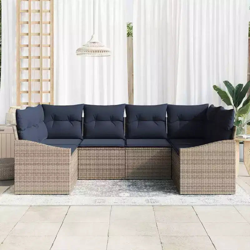 vidaXL Salon de jardin avec coussins 6 pcs Résine tressée Gris