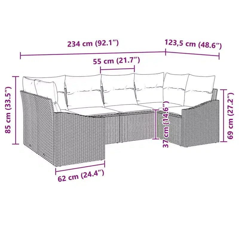 vidaXL Salon de jardin avec coussins 6 pcs Résine tressée Gris