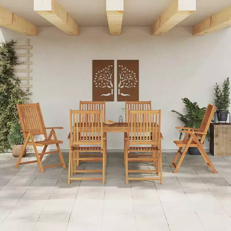 vidaXL Ensemble de salle à manger de jardin pliable 7 pcs marron Bois d'acacia massif