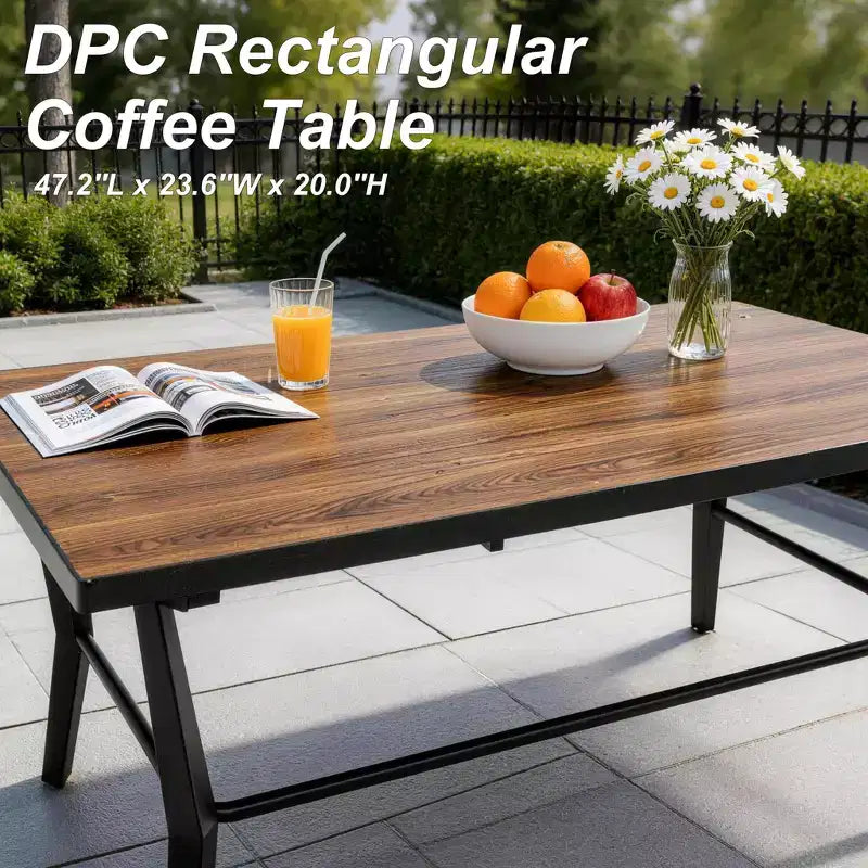 Ensemble de canapé de jardin en aluminium 5 places ALAULM, ensemble de mobilier d'extérieur avec 5 chaises pivotantes et table basse en métal DPC, ensemble de conversation d'extérieur