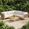 Christopher Knight Home Mason Modern 6-Piece Acacia Wood and Rope L-Shaped Modular Sectional Sofa Set with Coffee Table