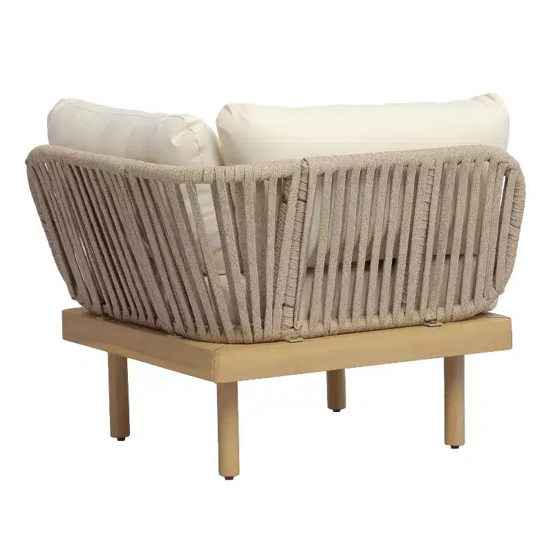 Christopher Knight Home Mason Ensemble de canapé modulable d'angle 6 pièces moderne en bois d'acacia et corde avec table basse