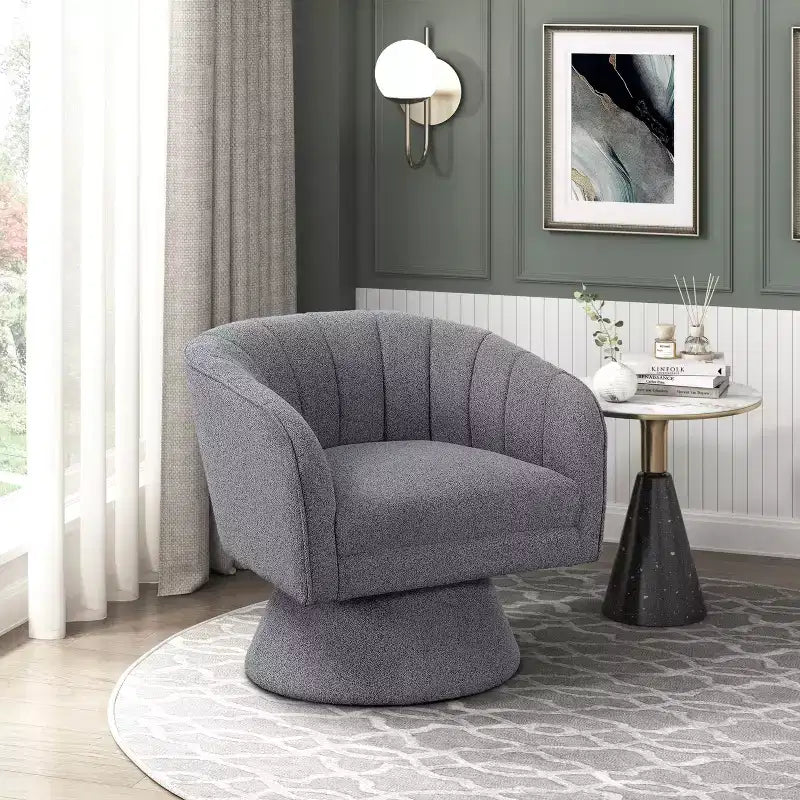 Fauteuil pivotant moderne GDFStudio Madison en bouclette avec dossier incurvé