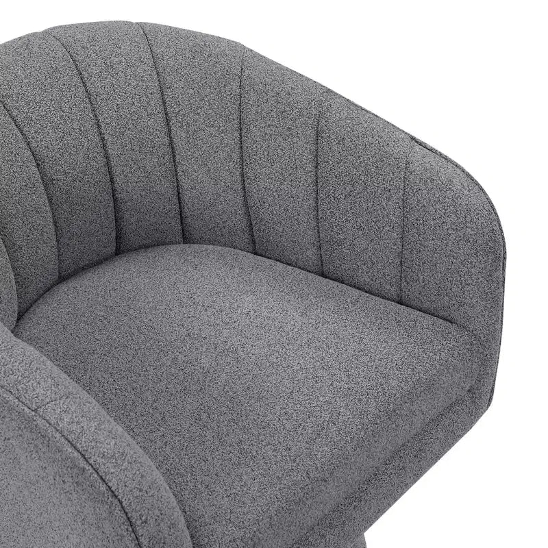 Fauteuil pivotant moderne GDFStudio Madison en bouclette avec dossier incurvé