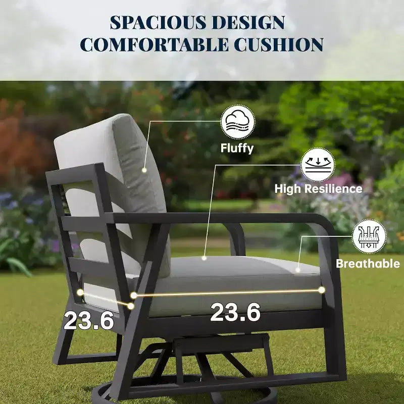 GDFStudio Athena Salon de jardin moderne 4 pièces en aluminium avec coussins