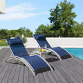 GDFStudio SunCurve Outdoor 3 Piece Metal and Textilene Stackable Chaise Lounge Set