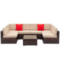 Karl Home | 6-Person Wicker Patio Conversation Sofa Sectionals with Cushion