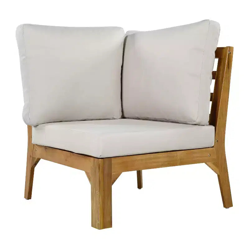 Ensemble de canapé d'angle d'extérieur 4 pièces en bois d'acacia et corde tressée GDFStudio Louie