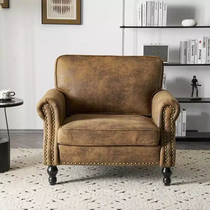 Karl Home |Classical Single Sofa Accent Chair In Rust