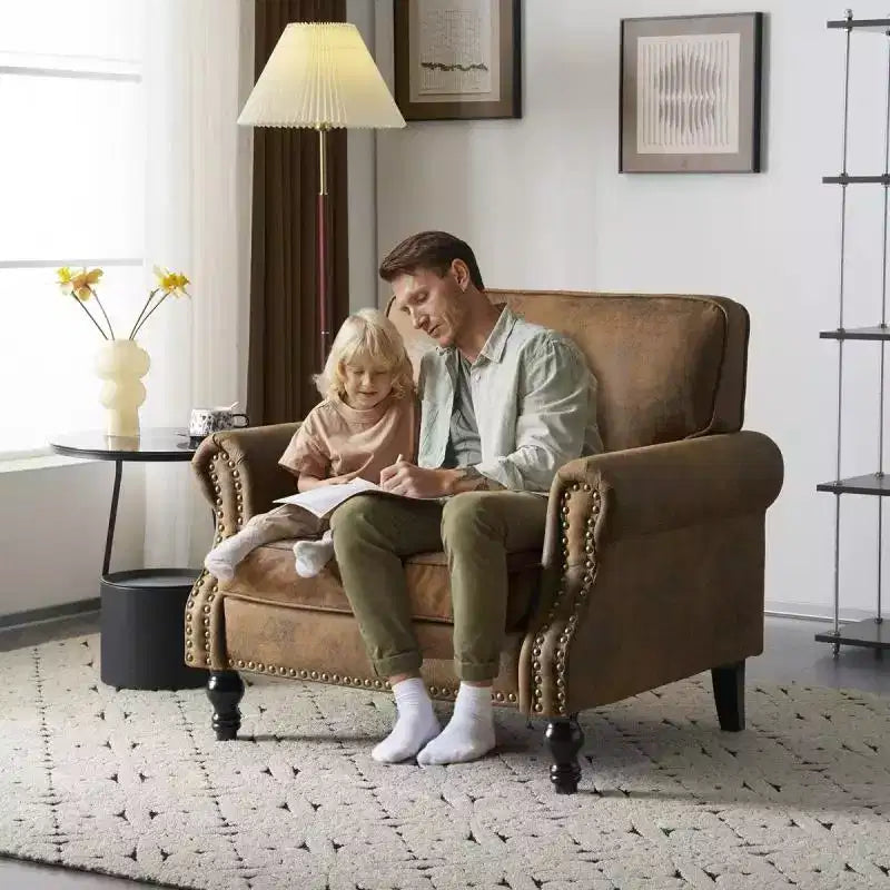 Karl Home |Classical Single Sofa Accent Chair In Rust