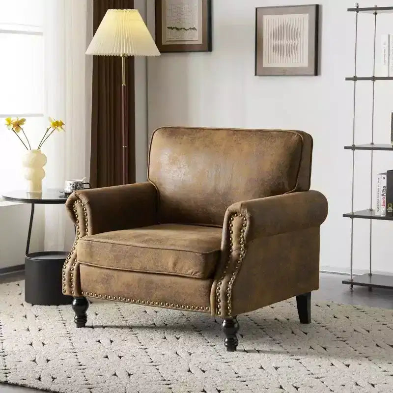Karl Home |Classical Single Sofa Accent Chair In Rust