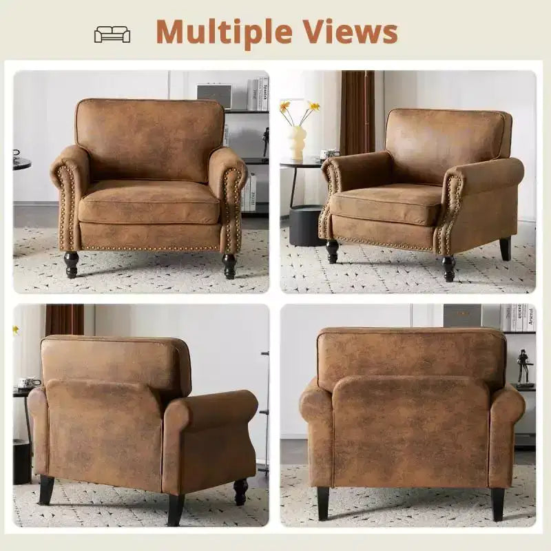 Karl Home |Classical Single Sofa Accent Chair In Rust