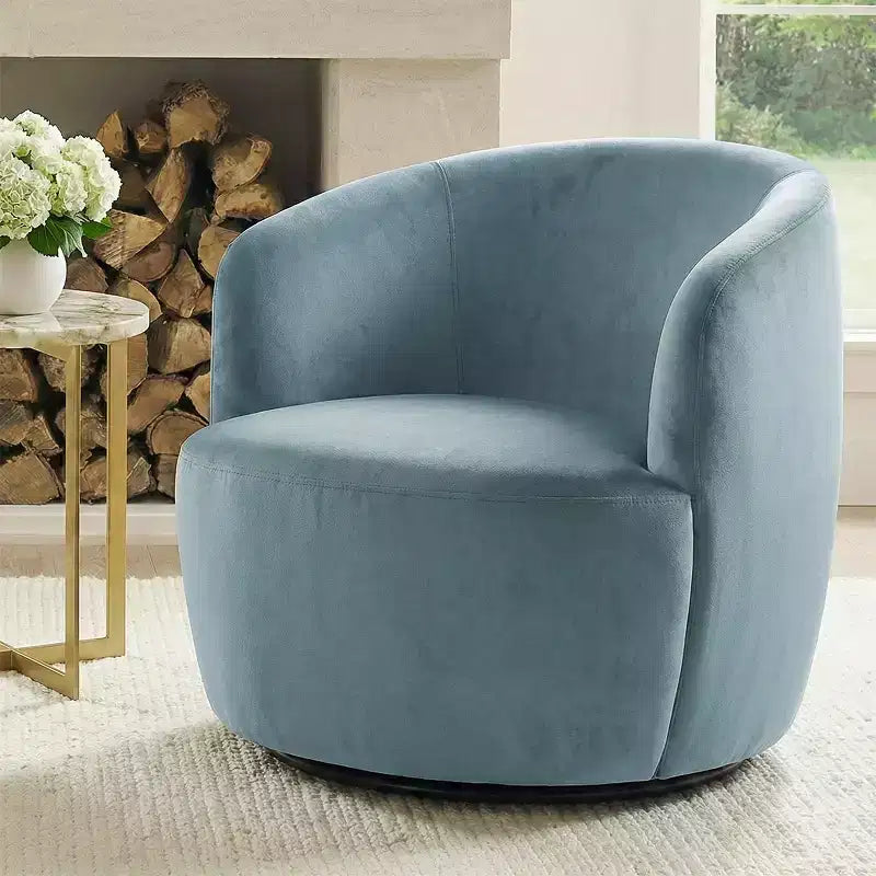 Modern Velvet Swivel Accent Chair, Upholstered Barrel Chair with 360 Rotation, Lounge Chair for Living Room & Reading Corner-Panipeachy
