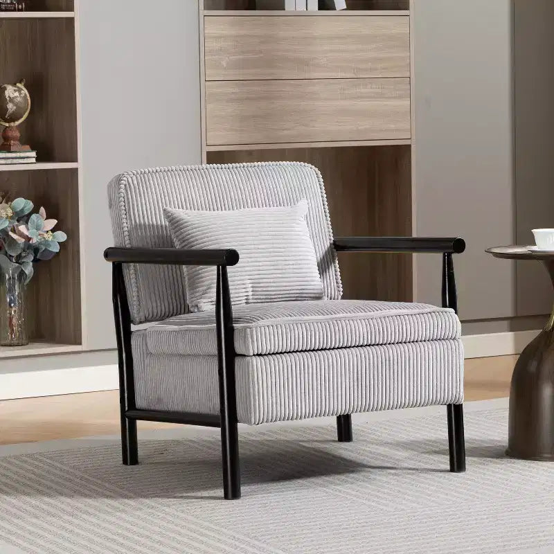 GDFStudio Joule Mid-Century Modern Upholstered Accent Chair with Storage Seat and Pillow