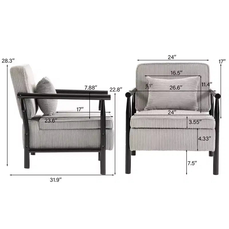 GDFStudio Joule Mid-Century Modern Upholstered Accent Chair with Storage Seat and Pillow