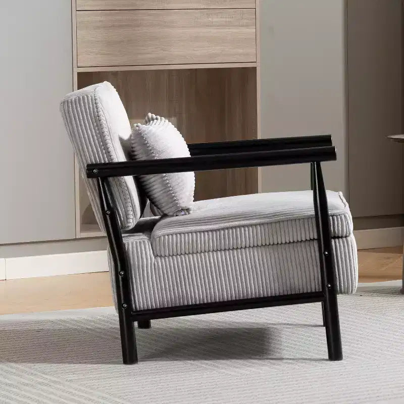 GDFStudio Joule Mid-Century Modern Upholstered Accent Chair with Storage Seat and Pillow