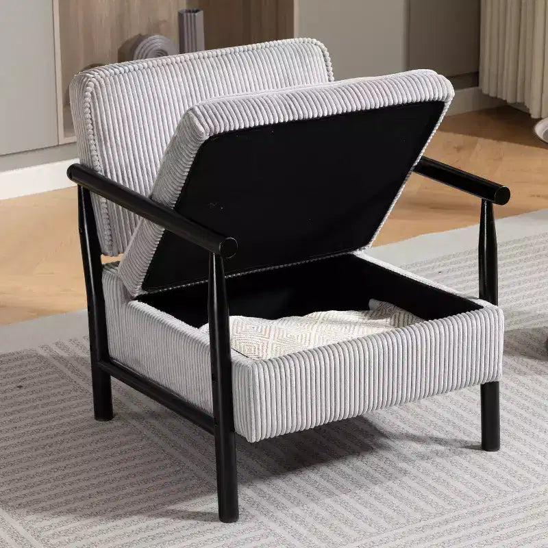 GDFStudio Joule Mid-Century Modern Upholstered Accent Chair with Storage Seat and Pillow